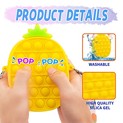 Zayin Fidget Bolsa de Hombro Juguetes,Pop it Push Bubble Bolsa,Fidget Sensory Toy Bag,Mini Linda Bolsa de Mensajero, Suministros Escolares Sensoriales para el Autismo para (Piña Amarilla)