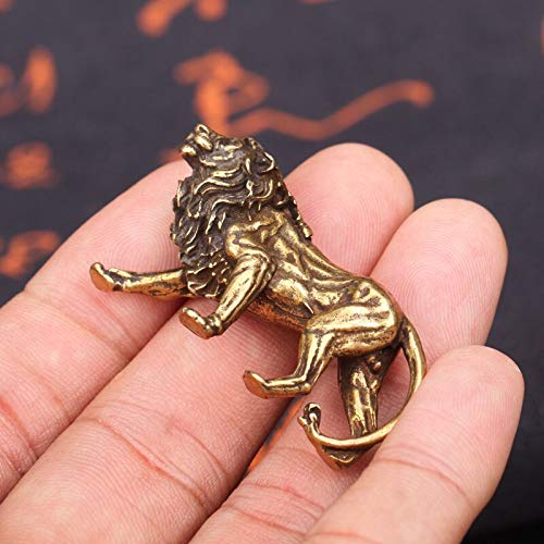 ZGPTX Figuras en Miniatura del Rey León de latón Retro, Adornos de Escritorio, Estatua de Cobre Puro, artesanías de Metal, Decoraciones para el hogar, Llavero, Colgantes