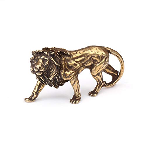 ZGPTX Figuras en Miniatura del Rey León de latón Retro, Adornos de Escritorio, Estatua de Cobre Puro, artesanías de Metal, Decoraciones para el hogar, Llavero, Colgantes