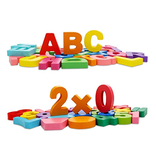 ZWOOS Puzzle de Madera 2 Piezas Colorido Alfabeto ABC Cartas Números Formas Rompecabezas Madera Puzzles para niños en Edad Preescolar, educación temprana niño y el Desarrollo