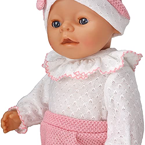 ZWOOS Ropa de Muñecas para New Born Baby Doll, Traje de Lana con Sombrero y Calcetines para Muñecas 35-43 cm