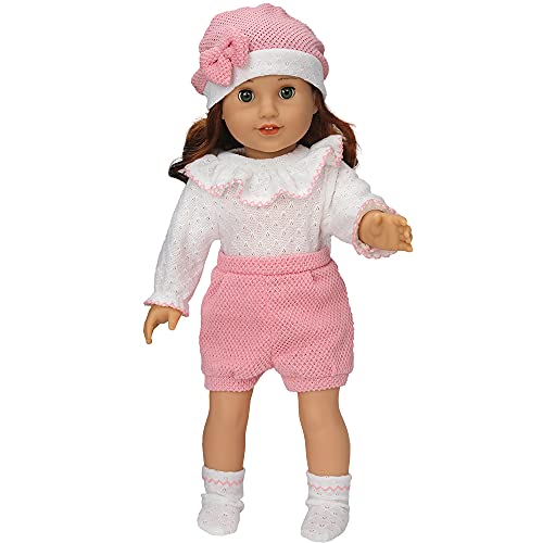 ZWOOS Ropa de Muñecas para New Born Baby Doll, Traje de Lana con Sombrero y Calcetines para Muñecas 35-43 cm