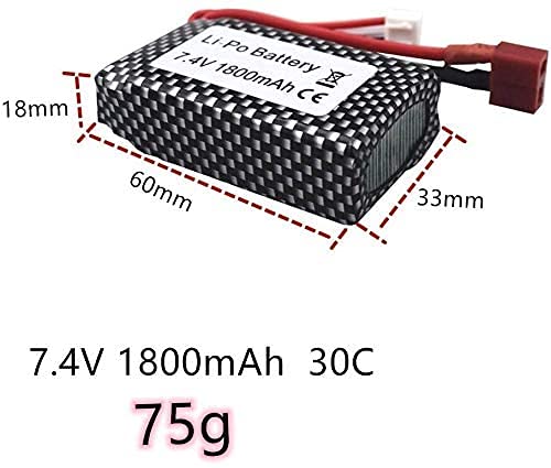 ZYGY 2PCS 7,4V 1800mah T-Head batería de Litio de Alta Velocidad para WLTOYS A959-B A969-B A979-B K929-B 144001 RC batería de Repuesto para vehículos Todoterreno de Alta Velocidad