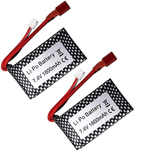 ZYGY 2PCS 7,4V 1800mah T-Head batería de Litio de Alta Velocidad para WLTOYS A959-B A969-B A979-B K929-B 144001 RC batería de Repuesto para vehículos Todoterreno de Alta Velocidad