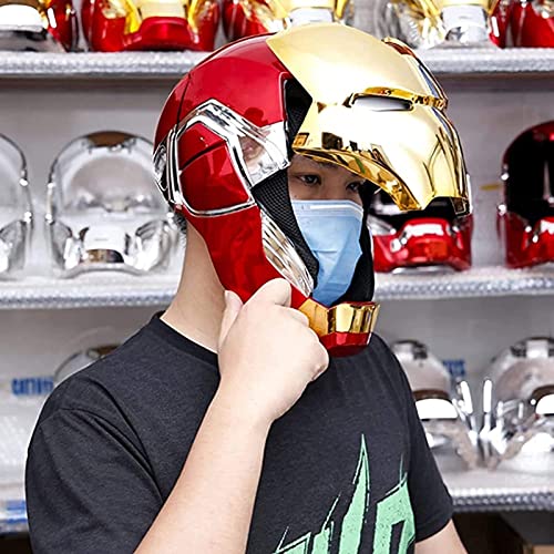 1: 1 MK5 Iron Man ABS Máscaras Luminosos, Casco Apertura y Cierre eléctricos Máscara usable Real Disfraces de Halloween Fiesta, Scoleccionables