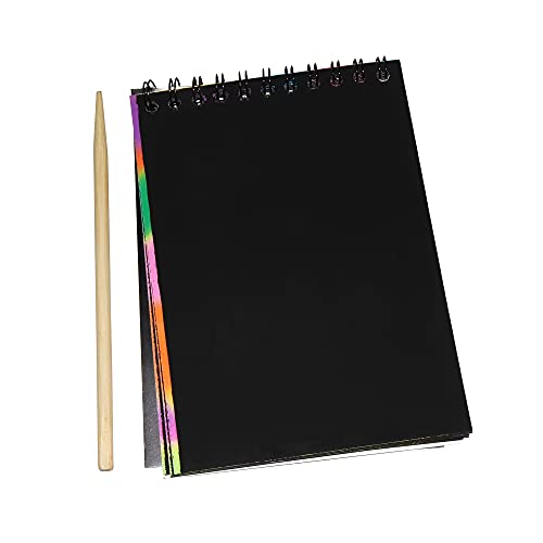 10 Bloc cuaderno de dibujo papel rascar scratch art, total 100 hojas incluye 10 lápices de madera. Dibujo aircoiris multicolor