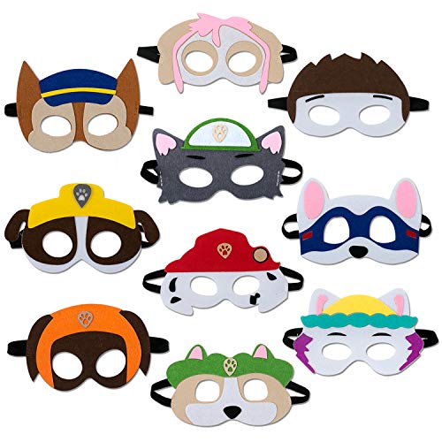 10 pcs Máscaras Animales para Niños Sentían,Juguetes Para Perros Pata de Patrulla,Máscaras Partido Perrito,Máscaras Animales Perro los niños Cosplay,Máscaras Cumpleaños Halloween Animales Carnaval.