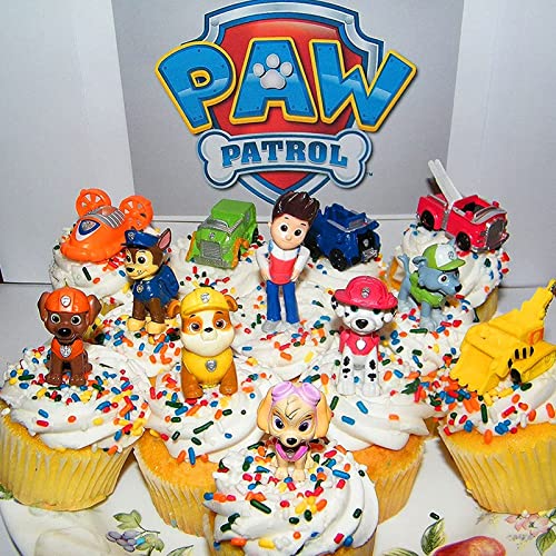 12 piezas patrulla canina cumpleaños, decoracion para pastel, tarta cumpleaños juguete, patrulla canina, Se utiliza para fiestas infantiles y decoración de pasteles