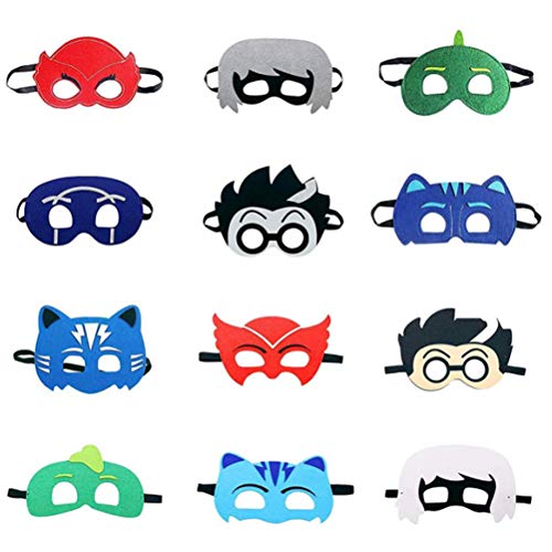 12PCS Máscara de fiesta infantil PJ Máscaras De Superhéroe Juguetes Cuerda Elástica Máscaras De Ojos Para La Fiesta De Cumpleaños De La Mascarada Navidad Halloween Cosplay Máscara Fiesta Niños o Niñas