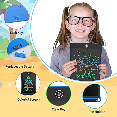 2 Pack Tabletas de Escritura LCD 8.5 Pulgadas,Tablet para Dibujo Niños con Llneas de Colores Brillantes, Excelente Pizarra Digital, perfecta como Fantastic Pad Juguetes Educativos para Niños.