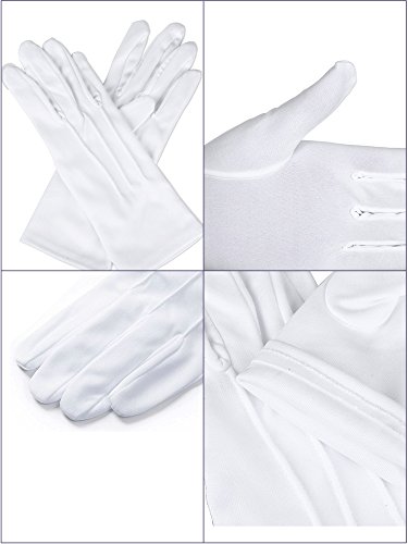 2 Pares de Guantes de Algodón de Nylon Blancos para Policía Tuxedo Formal Disfraz de Guardia de Honor