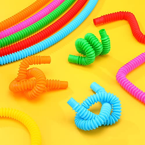 20 Juguetes Sensoriales de Tubo Pop Juguetes Suaves de Fidget para Dedos Mini Tubos Multicolores Juguete Elástico de Tubo de Estiramiento de Aprendizaje Descompresión para Niños Niñas