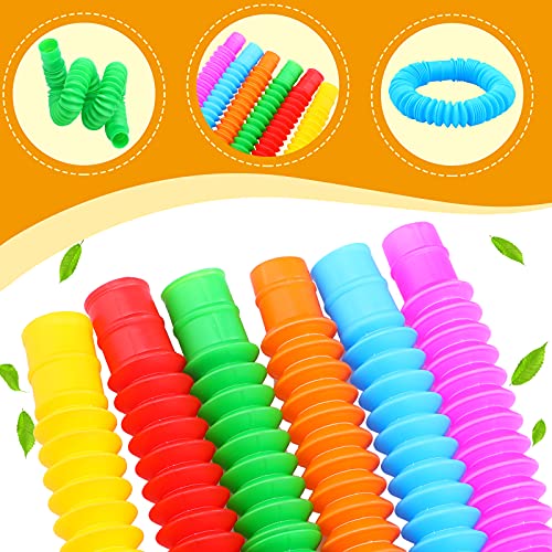 20 Juguetes Sensoriales de Tubo Pop Juguetes Suaves de Fidget para Dedos Mini Tubos Multicolores Juguete Elástico de Tubo de Estiramiento de Aprendizaje Descompresión para Niños Niñas