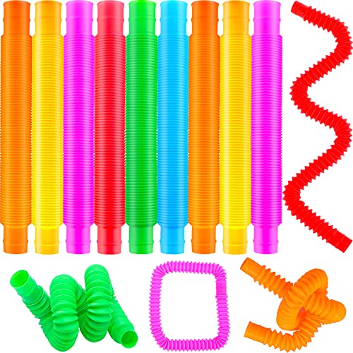 20 Juguetes Sensoriales de Tubo Pop Juguetes Suaves de Fidget para Dedos Mini Tubos Multicolores Juguete Elástico de Tubo de Estiramiento de Aprendizaje Descompresión para Niños Niñas