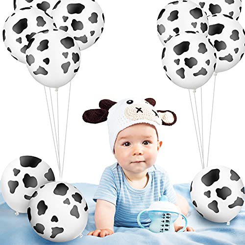 20 Piezas Globos de Vaca de 10 Pulgadas Globos con Estampado de Vaca Globos de Fiesta de Vaca Globos Temáticos de Vaca Globos de Látex de Animales de Decoración para Suministros de Fiesta