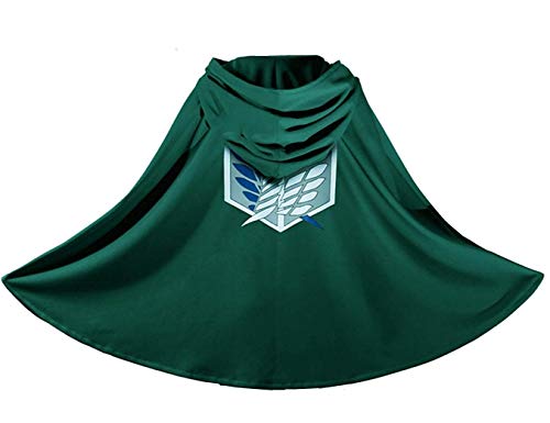 2021 Ataque a los Titanes Cosplay Disfraz Manga Carnaval Disfraz Cosplay Vestido Manga Anime Shingeki No Kyojin Elegante Capa Clock Vestido Elegante para Adolescentes Niños Adultos (Verde, M)