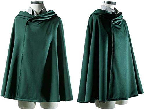 2021 Ataque a los Titanes Cosplay Disfraz Manga Carnaval Disfraz Cosplay Vestido Manga Anime Shingeki No Kyojin Elegante Capa Clock Vestido Elegante para Adolescentes Niños Adultos (Verde, M)