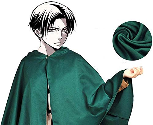 2021 Ataque a los Titanes Cosplay Disfraz Manga Carnaval Disfraz Cosplay Vestido Manga Anime Shingeki No Kyojin Elegante Capa Clock Vestido Elegante para Adolescentes Niños Adultos (Verde, M)