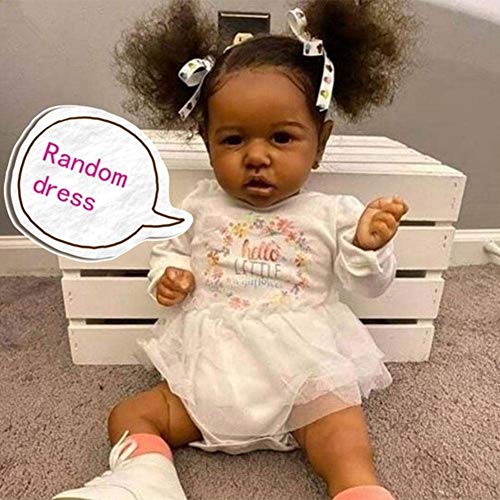 22 Pulgadas / 55 Cm Cute African Reborn Baby Dolls Silicona Completa Pintura Detallada Hecha A Mano Juguete Realista Lavable Muñecas De Bebé Recién Nacido Ojos Azules Realistas Niño Y Niña para Niños