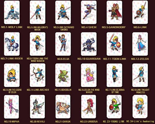 25 Mini tarjetas NFC la Legend de Zelda Breath of The Wild Amiibo Compatible Nintendo Switch Lite Wii U y Nuevo Sistema 3DS Funciona como Les Amiibo