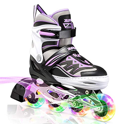 2PM SPORTS Cytia Ajustable Iluminación Patines en línea para niños y Adolescentes con luz Completa hasta LED Ruedas, Diversión Flashing Roller Blades para niños y niñas