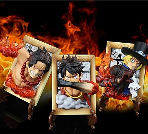 3 Unids / Set One Piece Luffy Ace Sabo Effect 3D Frame Anime Figurine Toys 12Cm, Figuras De Acción De Una Pieza Luffy Ace Sabo Statue Model Toy