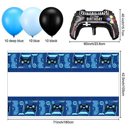 34 Suministros de Fiesta de Videojuegos Kit de Globos y Fondo de Juego de Happy Birthday Incluye Fondo de Videojuego, Funda de Mesa de Juego, Globos de Controlador para Cumpleaños de Tema de Juego