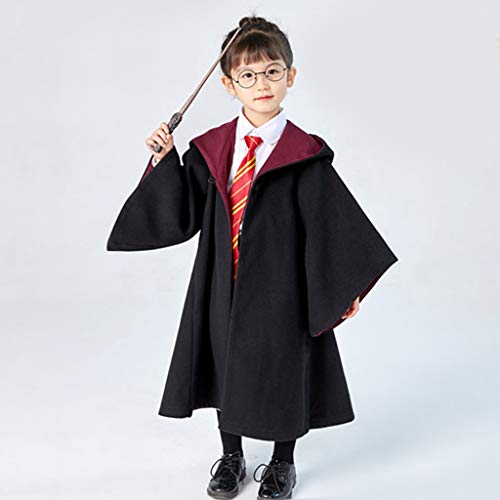 4 Piezas Disfraz de Mago Cosplay para niños Adultos, con Capa, Corbata, Montura de Gafas para la Fiesta de Mago Disfraz Carnaval Halloween (62-66in)