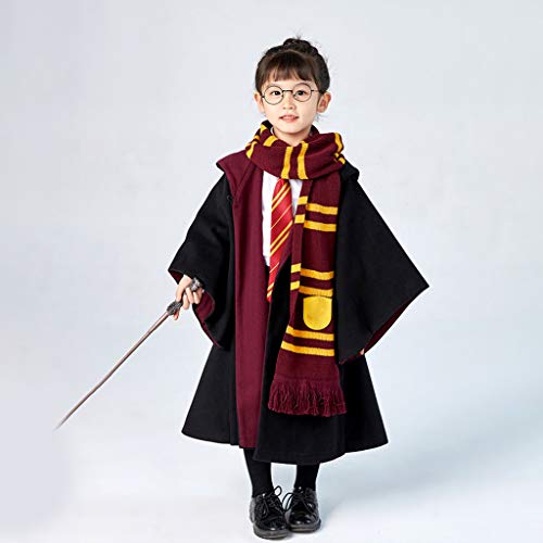 4 Piezas Disfraz de Mago Cosplay para niños Adultos, con Capa, Corbata, Montura de Gafas para la Fiesta de Mago Disfraz Carnaval Halloween (62-66in)