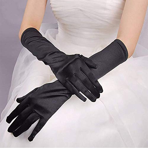 4 Piezas Juego de Accesorios Cabeza Vintage Guantes Largos de satén Collar de Perlas Soporte Largo para Mujer 1920s Charleston Gatsby Retro Disfraz (Negro)