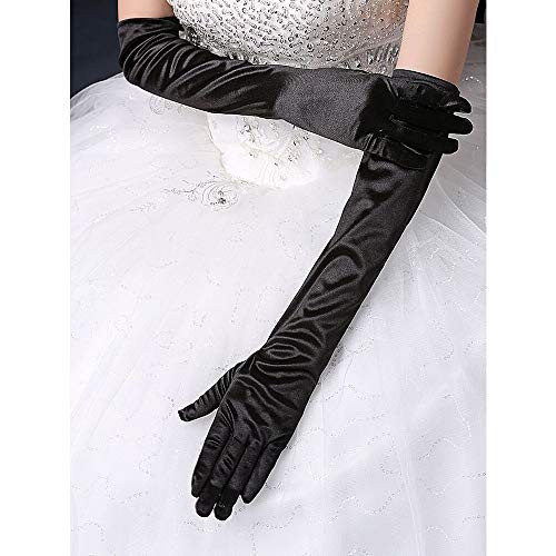 4 Piezas Juego de Accesorios Cabeza Vintage Guantes Largos de satén Collar de Perlas Soporte Largo para Mujer 1920s Charleston Gatsby Retro Disfraz (Negro)