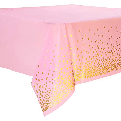 4 Piezas Mantel Desecheble Fiesta Oro Rosa, Mantel Rectangular Dorado Cubierta de Mesa para Banquetes, Despedida de Soltera, Cumpleaños de Niñas, Baby Shower, 137 cm x 274 cm