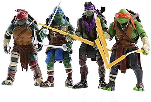 4 Tortugas Ninja mutantes adolescentes TMNT articulación móvil, modelo de acción de PVC regalo de cumpleaños juguete decoración estatua tamaño 15 cm