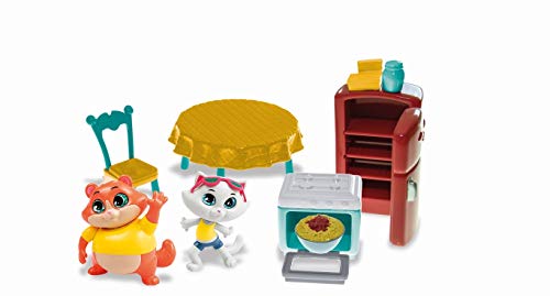 44 Gatos Gatos-44 Cats Smoby Playset de Accesorios de la Cocina de la Abuela Pina con Las Figuras de Albondiga y Milady de 8 cm. -con Partes móviles, Multicolor 180230