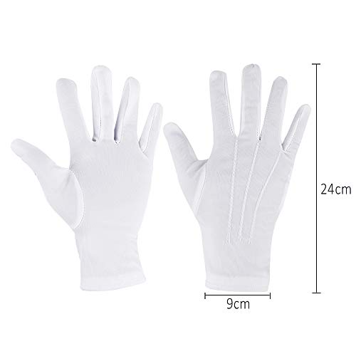 5 Pares de Guantes de Algodón de Nylon, Blancos para Guardia de Honor Formal, Guantes de Uniforme, Guantes de Disfraz de Desfile para Policía Formal Tuxedo Honor, de Blanco y algodón de nylon