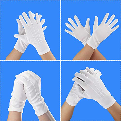 5 Pares de Guantes de Algodón de Nylon, Blancos para Guardia de Honor Formal, Guantes de Uniforme, Guantes de Disfraz de Desfile para Policía Formal Tuxedo Honor, de Blanco y algodón de nylon