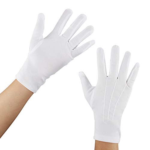 5 Pares de Guantes de Algodón de Nylon, Blancos para Guardia de Honor Formal, Guantes de Uniforme, Guantes de Disfraz de Desfile para Policía Formal Tuxedo Honor, de Blanco y algodón de nylon