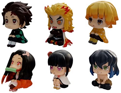 6 figuras de acción de Demon Slayer, figuras de anime Tanjiro Nezuko Inosuke muñeca Rengoku Zenitsu Shinobu Figuras Juguetes, Home Decolate (6 piezas)