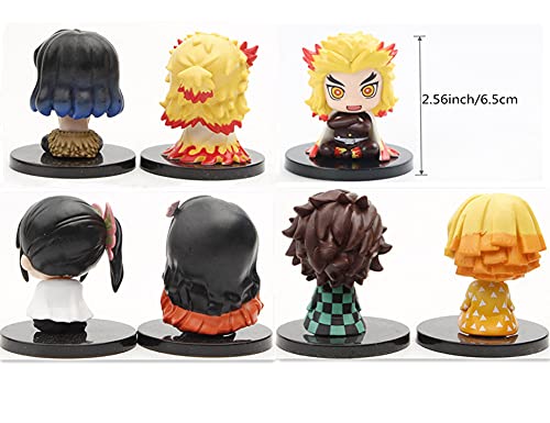 6 figuras de acción de Demon Slayer, figuras de anime Tanjiro Nezuko Inosuke muñeca Rengoku Zenitsu Shinobu Figuras Juguetes, Home Decolate (6 piezas)