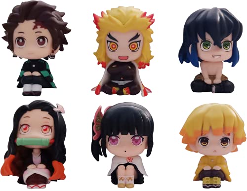 6 figuras de acción de Demon Slayer, figuras de anime Tanjiro Nezuko Inosuke muñeca Rengoku Zenitsu Shinobu Figuras Juguetes, Home Decolate (6 piezas)