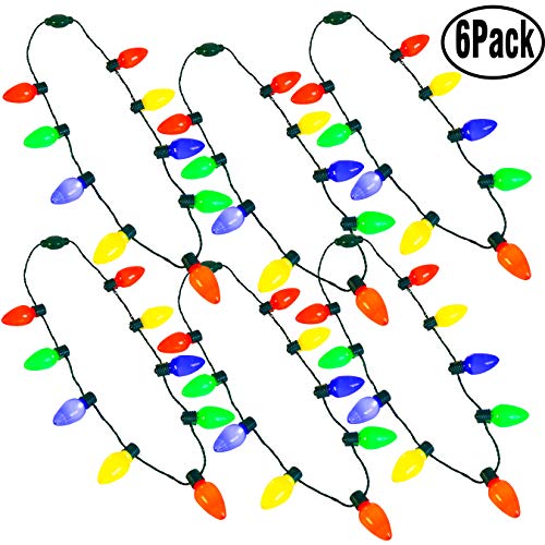 6 Pack Collar con Bombilla de Luces LED de Navidad, Accesorios de Navidad para Fiestas, Ofertas de Navidad