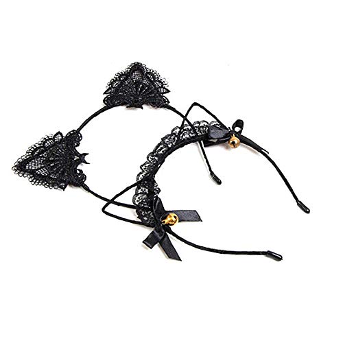 6 Piezas Orejas de Gato Aro de Pelo Diadema Rhinestone Sexy Negra para Su Mascarada Fiesta de Cumpleaños Navidad Halloween Disfrazarse