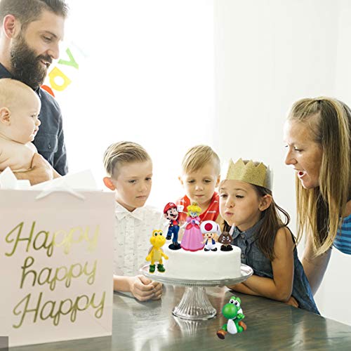 6 Piezas Super Mario Cake Topper Hanel-Super Mario Tarta Decoración Niños Mini Muñeca Hecha a Mano Shower Fiesta Cumpleaños Pastel Decoración Suministros