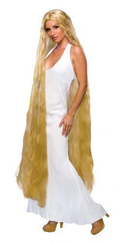 60" Long Lady Godiva Rapunzel Blonde Wig Fancy Dress (peluca)