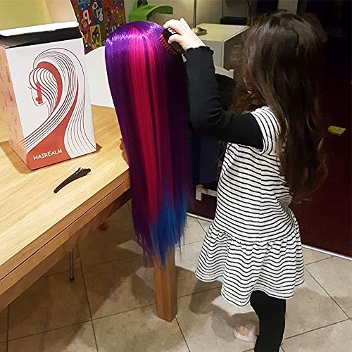 65-70cm Multicolor Cabeza de Entrenamiento de Peluquería de Cabello Cabezal de Práctica Modelo Maniquíes de aprendizaje con soporte ESACH2P