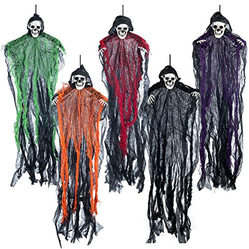 70 cm Halloween Parcas de Esqueleto Colgantes (5 Pack), Decoración de Fantasmas Colgantes de Halloween, Accesorios de Casa Embrujada al Aire Libre