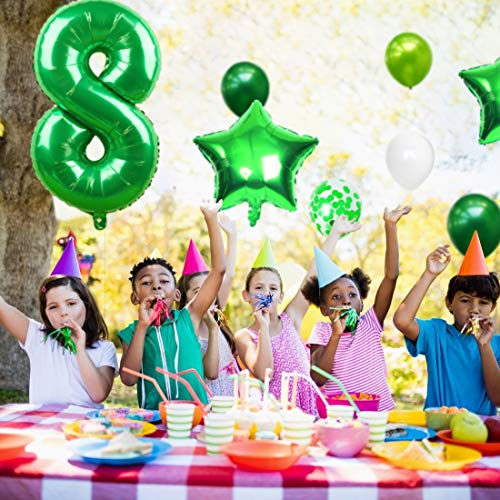 8 Globos de Cumpleaños, Globo 8 Año, Globo Numero 8, Decoracion Cumpleaños Niño, Globos Grandes Gigantes Helio Verde, Globos para Fiestas de Cumpleaños