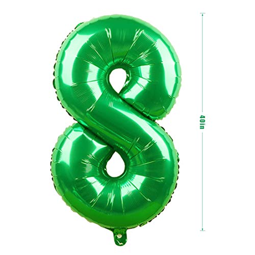 8 Globos de Cumpleaños, Globo 8 Año, Globo Numero 8, Decoracion Cumpleaños Niño, Globos Grandes Gigantes Helio Verde, Globos para Fiestas de Cumpleaños