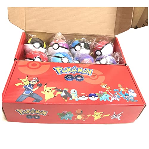 8 Piezas De Pokeball + 8 Piezas De Figuras De Pokemon, Bola De Juguetes con Figura, Modelo De Juguetes para Niños con Caja