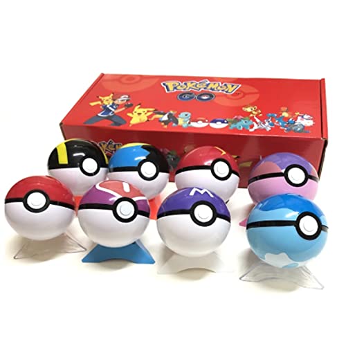 8 Piezas De Pokeball + 8 Piezas De Figuras De Pokemon, Bola De Juguetes con Figura, Modelo De Juguetes para Niños con Caja